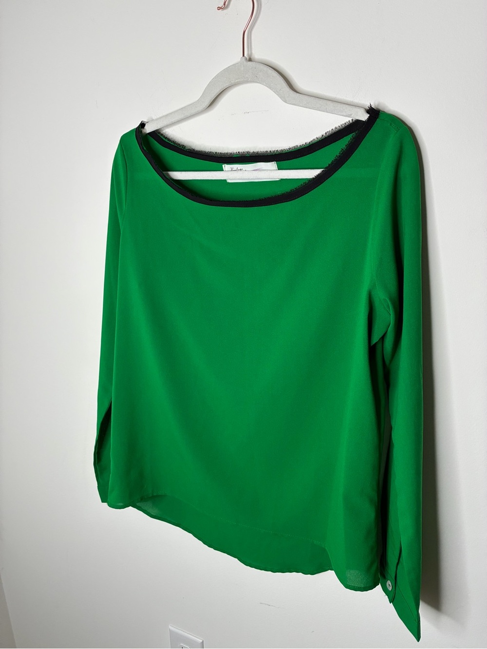 Vintage Havana Emerald Green Long Sleeve Top with Black Trim